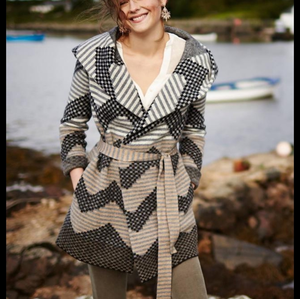 Anthropologie Field Flower Chevron Sweater Jacket
